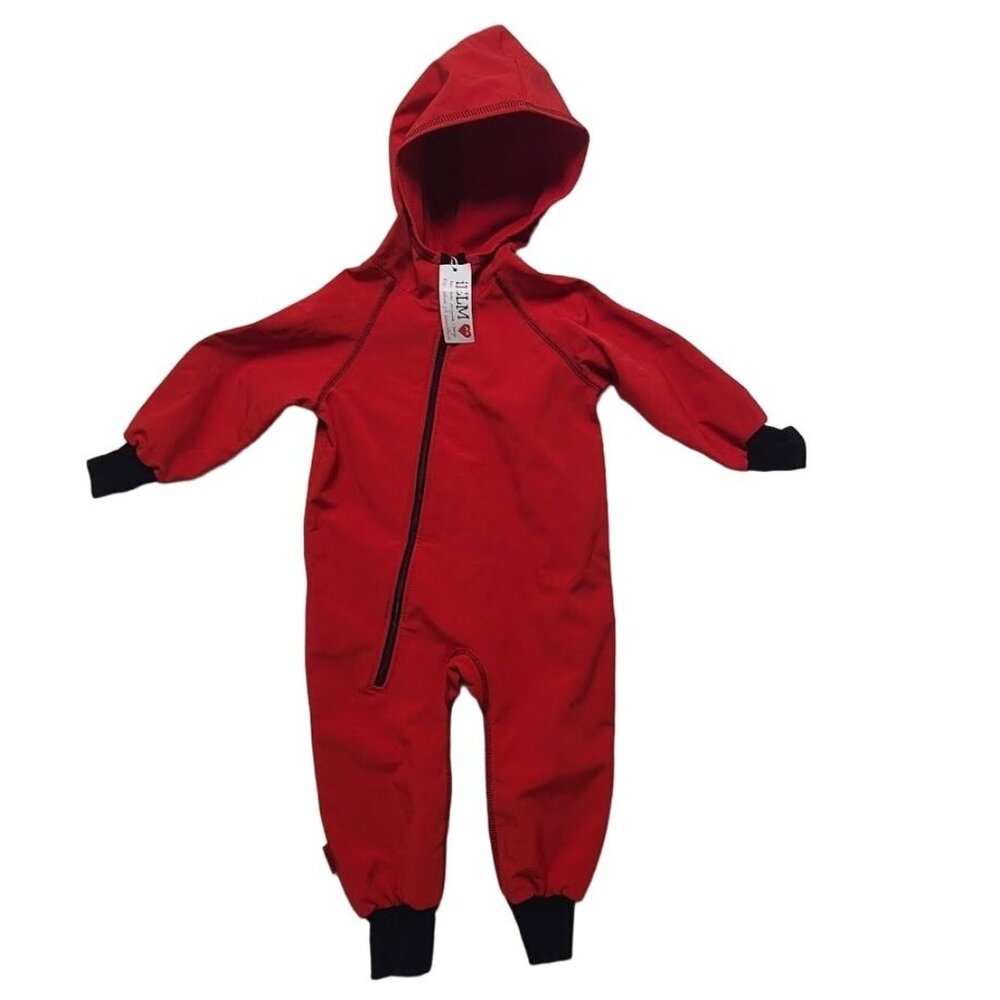 iELM Barnklader Waterproof Softshell Red  Hooded Kids Jumpsuit EU 92 18-24 Month